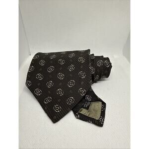 VTG Giorgio Armani Cravatte Silk Tie Geometric Necktie Black Brown 55”x3.75”